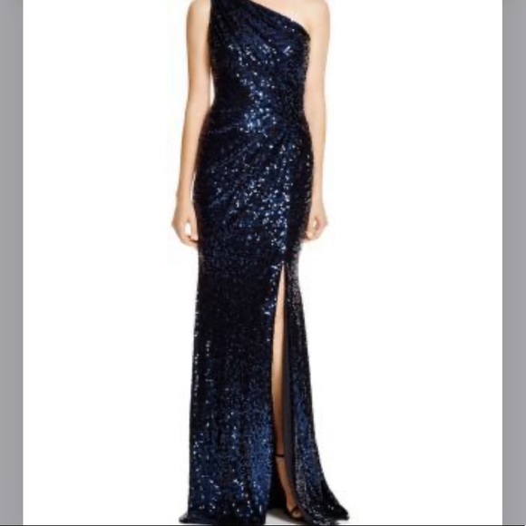 Badgley Mischka One Shoulder Sequin Gown - Picture 8 of 11